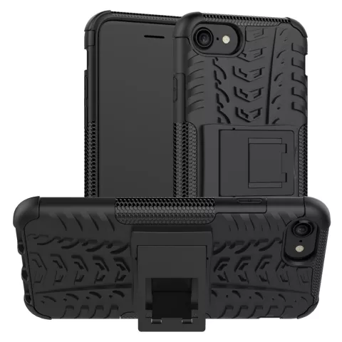 Zwarte hybride standaard case iPhone 7 8 SE 2020 SE 2022 hoesje cover shockproof