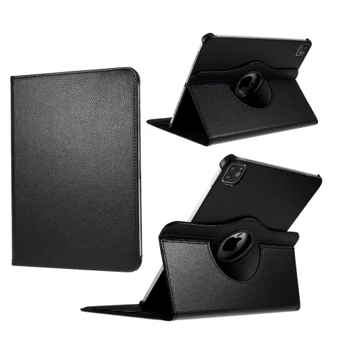 360 Rotating bookcase kunstleer hoes voor iPad Pro 12.9 inch (2018 2020 2021 2022) - zwart