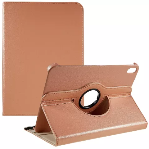 360 Rotating bookcase kunstleer hoes voor iPad 10e gen 10.9 inch 2022 - rose gold