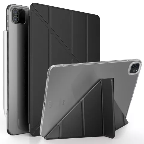 Trifold Y-Fold kunstleer hoes voor iPad Pro 12.9 inch (2018 2020 2021 2022) - zwart