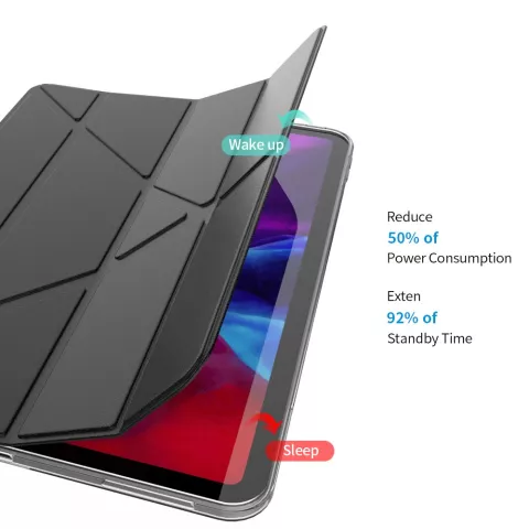 Trifold Y-Fold kunstleer hoes voor iPad Pro 12.9 inch (2018 2020 2021 2022) - zwart