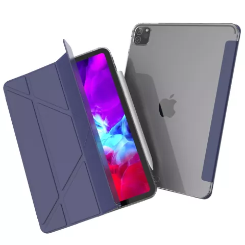 Trifold Y-Fold kunstleer hoes voor iPad Pro 12.9 inch (2018 2020 2021 2022) - blauw