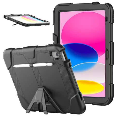 Survivor Kickstand stevig kunststof en siliconen hoes voor iPad 10e gen 10.9 inch 2022 - zwart