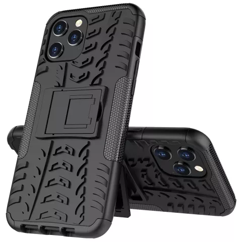 Shockproof kickstand anti-slip kunststof en TPU hoesje voor iPhone 12 Pro Max - zwart