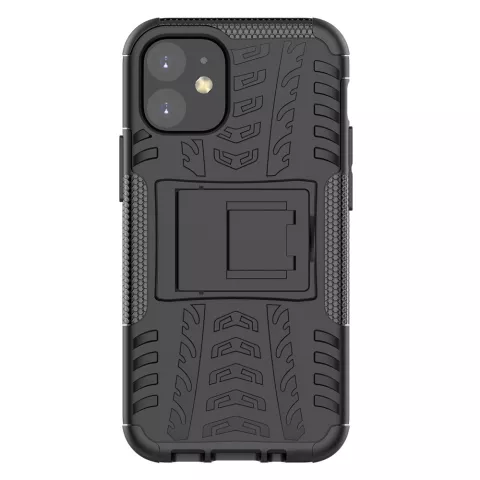 Shockproof kickstand anti-slip kunststof en TPU hoesje voor iPhone 12 mini - zwart