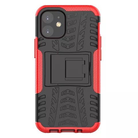 Shockproof kickstand anti-slip kunststof en TPU hoesje voor iPhone 12 mini - rood