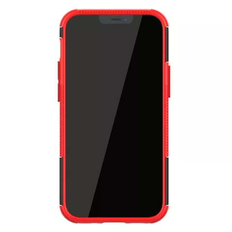 Shockproof kickstand anti-slip kunststof en TPU hoesje voor iPhone 12 mini - rood