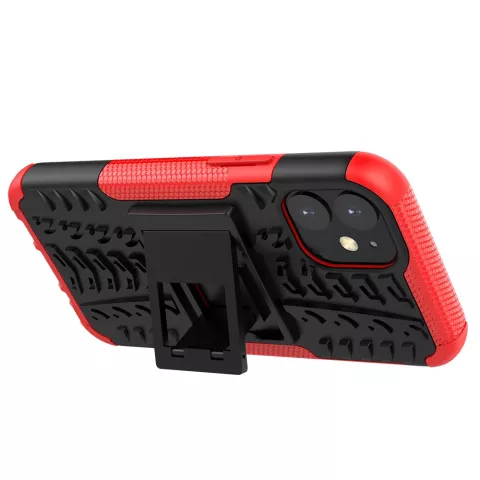 Shockproof kickstand anti-slip kunststof en TPU hoesje voor iPhone 12 mini - rood