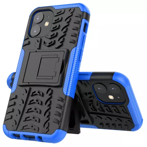 Shockproof kickstand anti-slip kunststof en TPU hoesje voor iPhone 12 mini - blauw