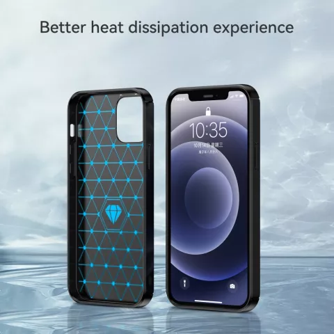 Carbon Armor TPU met geborstelde afwerking hoesje voor iPhone 12 mini - zwart