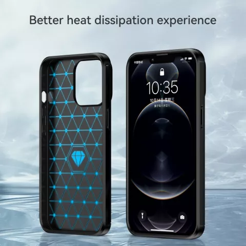 Carbon Armor TPU met geborstelde afwerking hoesje voor iPhone 13 Pro Max - zwart