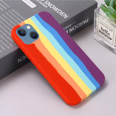 Rainbow Pride siliconen hoesje voor iPhone 15 Plus - pastel