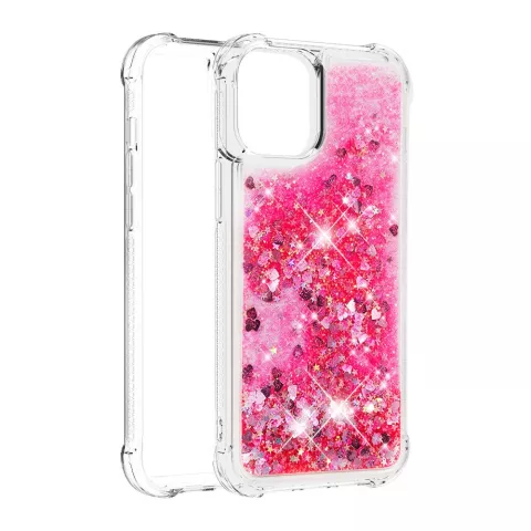 Glitter TPU met versterkte hoeken hoesje voor iPhone 12 mini - transparant roze
