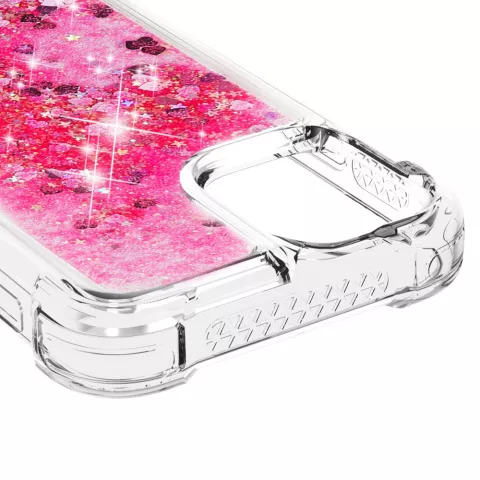 Glitter TPU met versterkte hoeken hoesje voor iPhone 12 mini - transparant roze