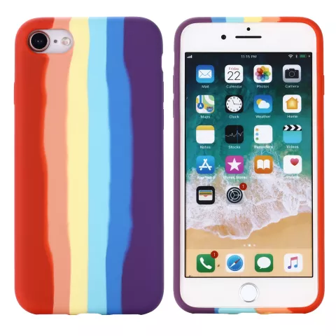 Rainbow Pride siliconen hoesje voor iPhone 7, 8, SE 2020 en SE 2022 - pastel