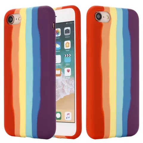 Rainbow Pride siliconen hoesje voor iPhone 7, 8, SE 2020 en SE 2022 - pastel