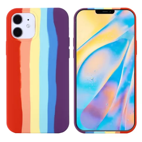 Rainbow Pride siliconen hoesje voor iPhone 12 en 12 Pro - pastel