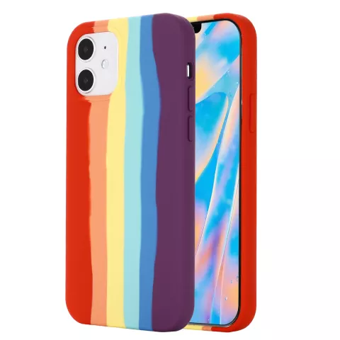 Rainbow Pride siliconen hoesje voor iPhone 12 mini - pastel