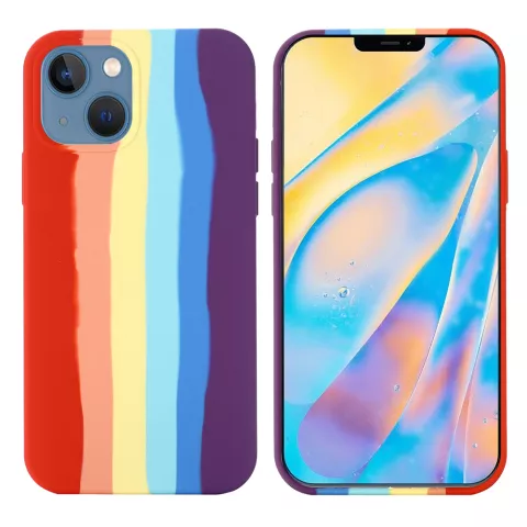 Rainbow Pride siliconen hoesje voor iPhone 13 mini - pastel