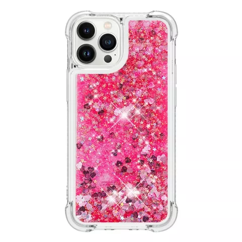 Glitter TPU met versterkte hoeken hoesje voor iPhone 15 Pro  - transparant roze