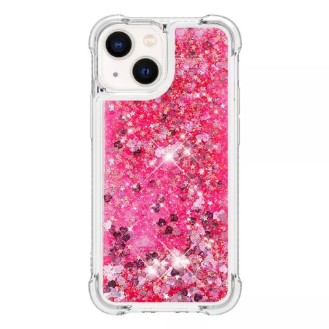 Glitter TPU met versterkte hoeken hoesje voor iPhone 15 Plus - transparant roze