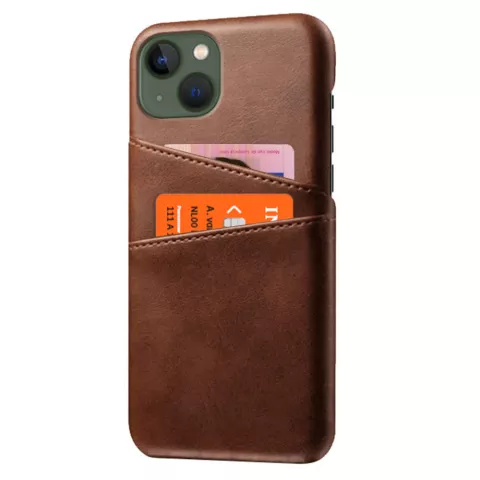 Duo Cardslot Wallet vegan leather hoesje voor iPhone 15 Plus - bruin