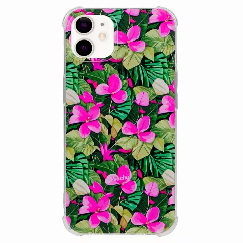 Tropical Leaves &amp; Flowers TPU met versterkte hoeken hoesje voor iPhone 12 mini