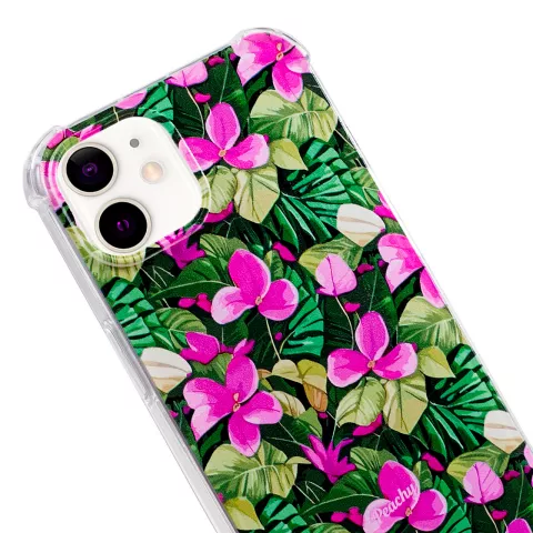 Tropical Leaves &amp; Flowers TPU met versterkte hoeken hoesje voor iPhone 12 mini