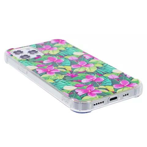 Tropical Leaves &amp; Flowers TPU met versterkte hoeken hoesje voor iPhone 12 Pro Max
