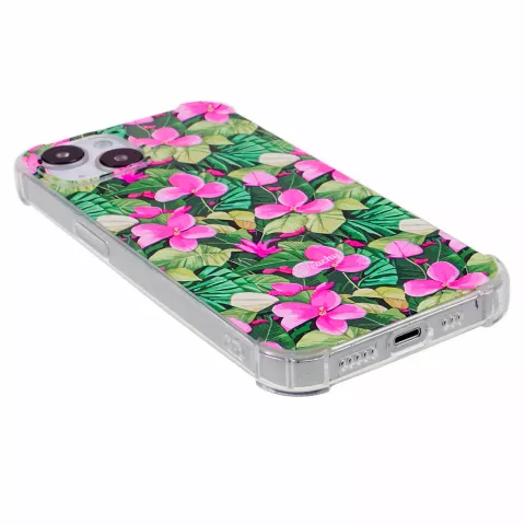 Tropical Leaves &amp; Flowers TPU met versterkte hoeken hoesje voor iPhone 14 Plus