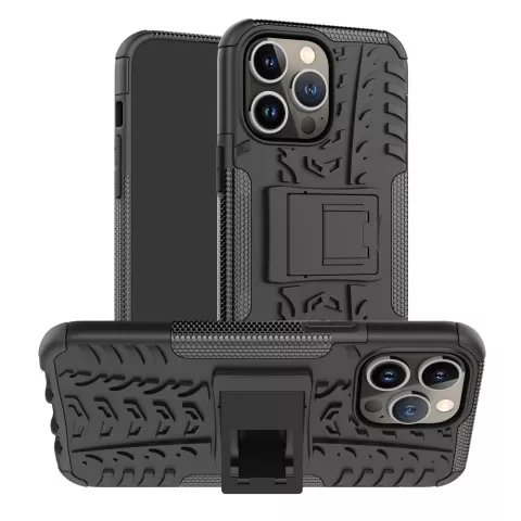 Shockproof Kickstand anti-slip kunststof en TPU hoesje voor iPhone 15 Pro Max - zwart