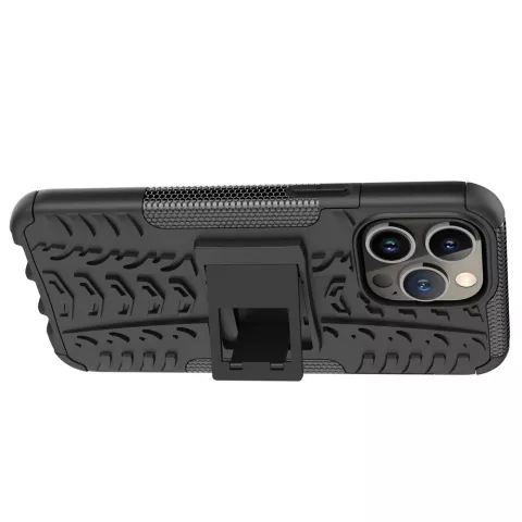 Shockproof Kickstand anti-slip kunststof en TPU hoesje voor iPhone 15 Pro Max - zwart