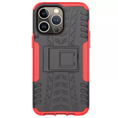 Shockproof Kickstand anti-slip kunststof en TPU hoesje voor iPhone 15 Pro Max - rood