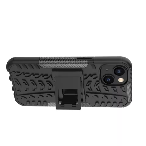 Shockproof Kickstand anti-slip kunststof en TPU hoesje voor iPhone 15 - zwart