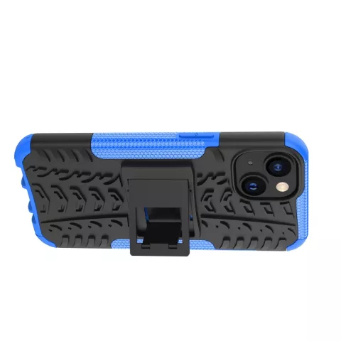 Shockproof Kickstand anti-slip kunststof en TPU hoesje voor iPhone 15 - blauw