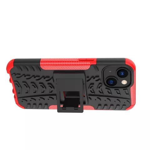 Shockproof Kickstand anti-slip kunststof en TPU hoesje voor iPhone 15 - rood