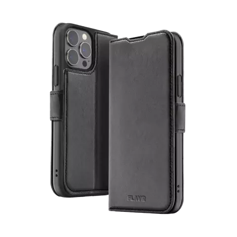 FLAVR Leather Wallet Case Recycled hoesje voor iPhone 15 Pro - Zwart