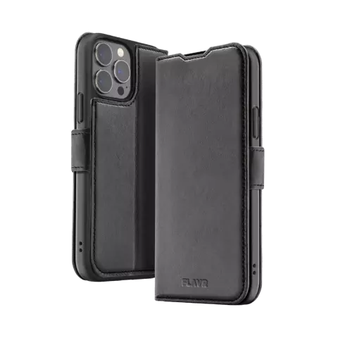 FLAVR Leather Wallet Case Recycled hoesje geschikt voor iPhone 15 Pro Max - Zwart
