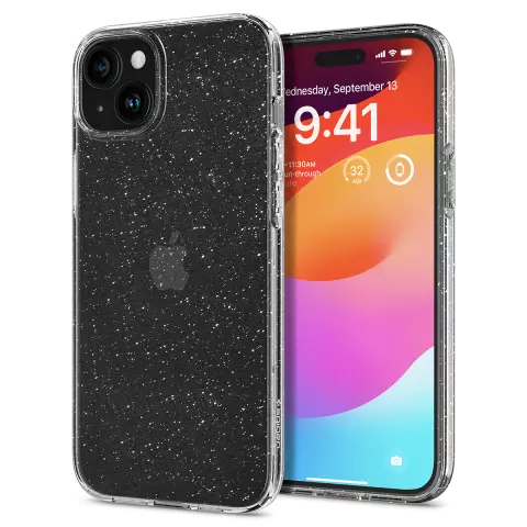 Spigen Liquid Crystal Glitter hoesje voor iPhone 15 - Transparant