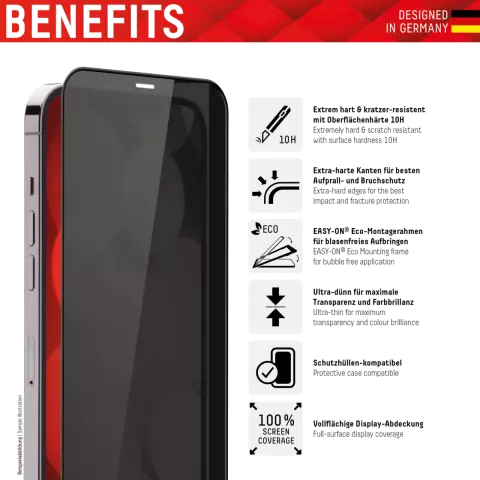 Displex Privacy Glass FC Screenprotector geschikt voor iPhone 14 Pro Max - Transparant