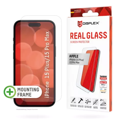 Displex Real Glass Screenprotector geschikt voor iPhone 15 Plus &amp; iPhone 15 Pro Max - Transparant