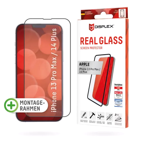 Displex Real Glass Full Cover Screenprotector geschikt voor iPhone 14 Plus - Transparant