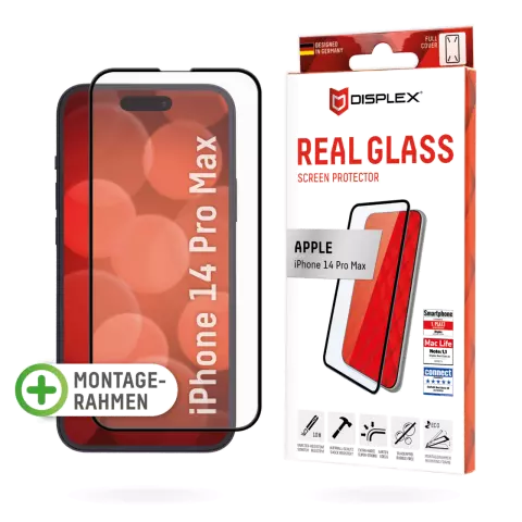 Displex Real Glass Full Cover Screenprotector geschikt voor iPhone 14 Pro Max - Transparant