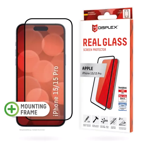 Displex Real Glass Full Cover Screenprotector voor iPhone 15 - Transparant