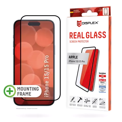 Displex Real Glass Full Cover Screenprotector geschikt voor iPhone 15 - Transparant