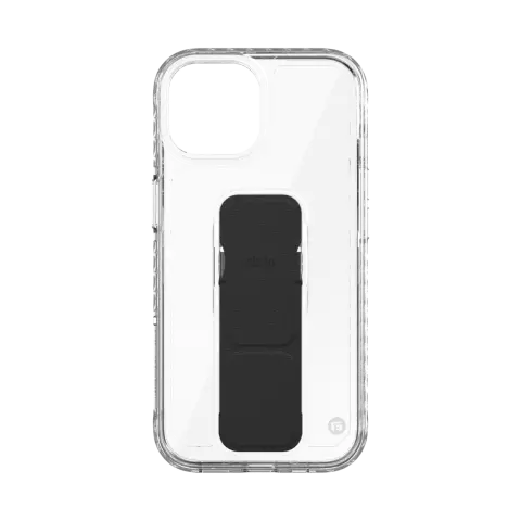 CLCKR Stand and Grip Case hoesje geschikt voor iPhone 15 - Transparant