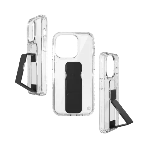 CLCKR Stand and Grip Case hoesje geschikt voor iPhone 15 Pro - Transparant
