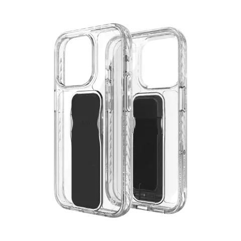 CLCKR Stand and Grip Case hoesje geschikt voor iPhone 15 Pro - Transparant