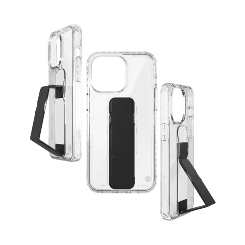CLCKR Stand and Grip Case hoesje geschikt voor iPhone 15 Pro Max - Transparant