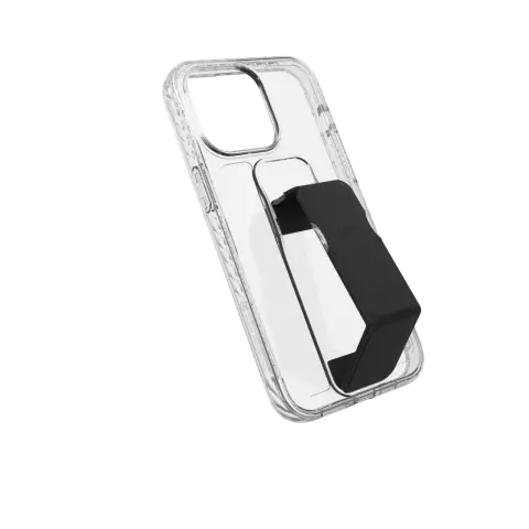 CLCKR Stand and Grip Case hoesje geschikt voor iPhone 15 Pro Max - Transparant